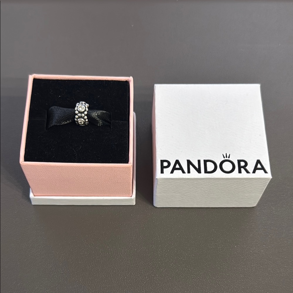 Pandora Silver Charm with Clear Stones